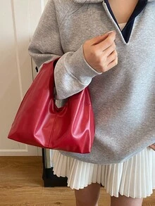 Tas Tote Besar Wanita 2023, Tas Bahu Desain Fashion Baru, Tas Tangan Kasual yang Elegan - Merah - View 8