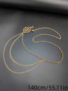1pc Multi-Size Women's Multi-Layer Spiral Waist Chain, Y2K/Baddie Accessory, Suitable For Party, Vacation And Daily Outfit Summer Outfits - Spiral Multi-layer - View 12