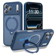 360 Spin Magnetic Stand For IPhone 17 ProMax/17Pro/17AIR/17 Case, [Anti-Slip Bumper] Fit For MagSafe, 4X Military-Grade Protection, Full Camera Protection, Slim Phone Case For IPhone - Màu xanh lam - Xem 1