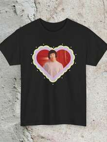 Namjoon RM BTS Unisex Heavy Cotton Tee Bangtan Sonyeondan Graphic T-Shirt Heart Boyfriend - 黑色 - 查看 1