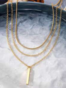 1pc Women Multilayered Necklace, Suitable For Daily Wear And Holiday Gifts - Yellow Gold - View 3