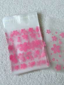100个8cm*10cm+3cm加厚哑光粉色樱花印花自粘袋，优雅ins风珠宝/礼品包装袋，附赠粉色樱花印花礼品卡，适用于派对、节日或促销文具礼品，尤其适合情人节、婚礼等场合。 - 8x10+3cm粉紅櫻花 - 查看 3