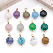 3 mặt dây chuyền đá tự nhiên hình tròn dẹt bằng thép không gỉ, dùng để làm khuyên tai, vòng cổ, vòng tay, trang sức, kích thước 9x12mm. - Mặt dây chuyền - Xem 4