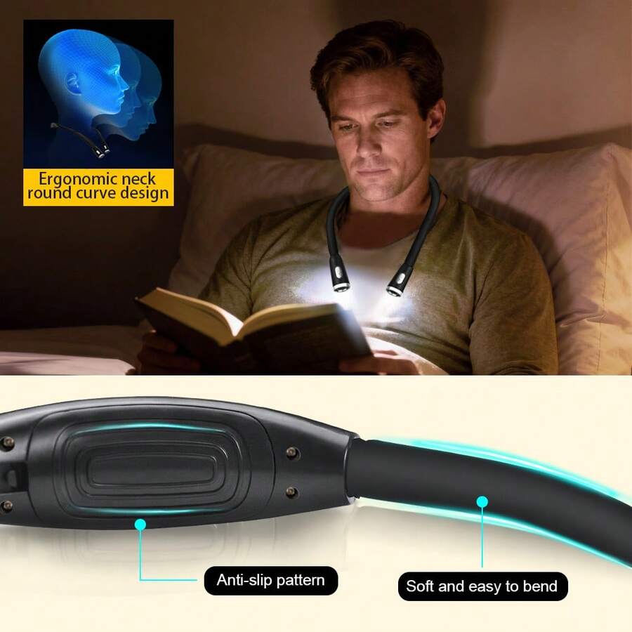 Luz de cuello LED suave y cómoda, adecuada para leer, estudiar, correr de noche al aire libre y una iluminación amigable para los ojos para transmisión en vivo