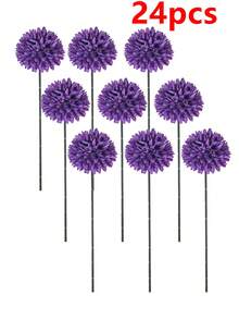 8/16 piezas de crisantemo, diente de león e hortensias artificiales, adecuado como regalo para amigos, novias, decoración de bodas, hogar, oficina, cafetería, fiesta - Morado - Ver 11