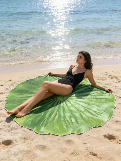 1 khăn tắm biển in hình lá sen - Sợi siêu mịn, siêu thấm hút, vải dệt kim hiện đại, lý tưởng cho bãi biển mùa hè, bơi lội và cắm trại, thảm bãi biển hiện đại làm từ chất liệu sợi siêu mịn.