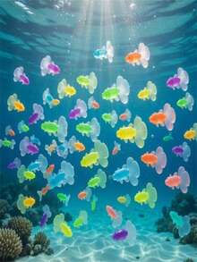 5/10条装，仿真漂浮金鱼，外观逼真，非常适合水族箱装饰，附赠2个渔网。 - 彩色 - 查看 3