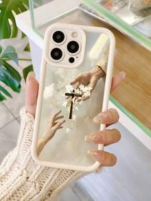 1pc Cross Pattern Matte White Scratch-Resistant Anti-Fingerprint Full Coverage Phone Case Compatible With IPhone 17/16/16Pro/16Plus/15/15ProMax/15Pro/11/12/13/14ProMax/11Pro/11ProMax/12Pro/12ProMax/13Pro/13ProMax/14Pro - Multicolor - View 3