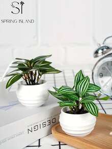 Bộ 3 cây bạc hà mini nhân tạo, lá nhiệt đới, chậu màu trắng làm bằng chất liệu PE. Thích hợp để trang trí bàn làm việc, ký túc xá sinh viên và văn phòng. Cây nhân tạo cũng phù hợp để trang trí nhà cửa, trang trí cảnh quan, trang trí tiệc/ngày lễ và tiệc sinh nhật, dùng được quanh năm, là món quà lý tưởng cho người yêu cây cảnh, quà lưu niệm. - Xanh-B - Xem 6