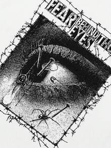 Tiny Spark 男士街头时尚白色T恤，复古大眼睛图案，朋克风格 - 白色 - 查看 5