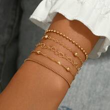 5件套时尚、精致、优雅、性感、简约心形手链套装，适合女性日常佩戴 - 彩色 - 查看 2