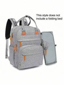 1pc Multi-Functional Large Capacity Diaper Backpack, With Changing Pad, Suitable For Travel & Outings, Baby Supplies Storage Bag, Unisex, Baby Shower Gift, Newborn Essentials - Pink Gray - View 13