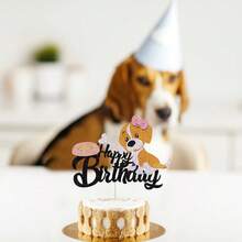 Dog Happy Birthday Cake Topper Puppy Pet Themed Bday Party Cake Decor,Pet Themed Bday Party Decoration Supplies - 定義 - 查看 4