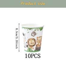 Bộ đồ dùng ăn uống dùng một lần họa tiết động vật cho sinh nhật lần thứ nhất, đĩa tiệc 7/9 inch, đĩa giấy, cốc, khăn ăn dùng một lần, thích hợp cho các ngày lễ, đám cưới, lễ đính hôn, sinh nhật, tiệc tùng, lễ kỷ niệm. - Nhiều màu - Xem 11