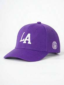 1 Embroidered Los Angeles Baseball Cap, Adjustable Outdoor Sun Protection Casual Hat, Suitable For Spring, Autumn, Travel, And The Beach, For Men, Y2K Style. - 紫色 - 查看 9