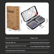 Bộ tua vít 25 món, thép S2 độ cứng cao, bộ dụng cụ sửa chữa điện thoại, máy tính, thiết bị gia dụng. - Bộ tua vít - Xem 10