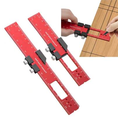 Aluminum Alloy T-Shaped Marking Ruler, Precision Woodworking Pocket Ruler, Woodworking Marking Locator, Square Layout Tool, With Sliding Stopper, Imperial And Metric T-Shaped Marking Ruler, Architectural Ruler, Multifunctional Measurement Auxiliary Tool, Suitable For DIY Projects