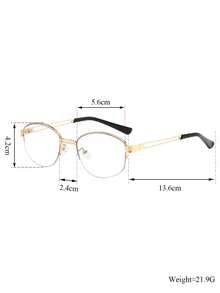 1 Pair Women's Metal Retro Half-Frame Oval Classic Aviator Double Bridge Casual Daily High-End Commute, Streetwear Unisex Style Clear Lens Glasses, Suitable For Back To School, Street Photography, Dating, Reading, Can Be Fitted With Prescription - Multicolor - View 7