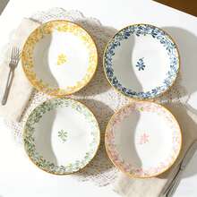 4 pièces Set de Plats en Céramique, Assiettes à Apéritif Colorées de 5,6 pouces avec Motifs Floraux, Vaisselle Polyvalente pour Repas à la Maison, Pot-au-Feu, BBQ, Pique-Nique, Pause Thé, Sauce à Tremper, Fruits Secs, Collations, Salade, Noix - Multicolore - Voir 10