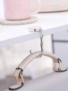 Multi-Functional Foldable Metal Handbag Hook, Desktop Stand, Wallet Stand, Helpful Home Storage, Bedroom & Office Decor Hook, Key Holder, Jewelry Rack - Pink - View 2