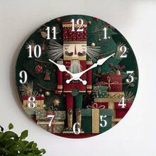 2D Flat Design, 1 Silent Non-Ticking Wall Clock, Wooden Decorative Round Clock With Nutcracker Theme, Holiday Advent Calendar Clock Suitable For Kitchen, Home Office, Study, Hallway, Apartment 10inch (Battery Not Included),Teacher,Valentines Gift,Graduation,Mother Giftsr,Room Deocr,Wall Deoc,Home Essentials - Style/Multiple Colors/10in/25cm - View 4
