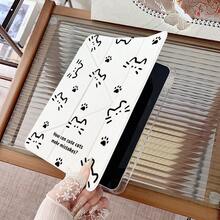 1 chiếc ốp lưng bảo vệ hai mặt in hình dấu chân mèo đen, có thể gập lại, xoay đa góc, kèm khe cắm bút và chức năng tự động tắt/mở màn hình, phù hợp với iPad Pro/Air, iPad 5/6/68. - Nhiều màu - Xem 4