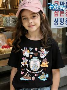 Best Day Ever Castle Cartoon Disneyland Print Summer Tops, Disney Graphic Tee, Perfect For Cute Girls. Teen Girl Gift,Tween Summer Clothes,Comfortable And Breathable Children's Short-Sleeved T-Shirt. Suitable For Both Boys And Girls.Suitable For Daily Wear, Vacations, Outdoor Activities, And As A Children's Gift. - Black - View 1