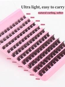 120 Pcs W40 W-Shape Cluster Eyelashes, 0.07mm C Curl 8-16mm Mixed, Cartoon Fluffy Dense Individual False Lashes, Beginner Home DIY Extensions - C - View 3