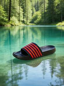 All Season Indoor Slippers, Couple Slippers, Campus Style Dorm Slippers, Bathroom Slippers, Red Youth, Slip-On - Red - View 2