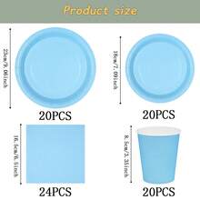 Bộ đồ dùng ăn uống dùng một lần Zhengyu màu xanh dương, đĩa tiệc 7/9 inch, đĩa giấy, cốc, khăn ăn dùng một lần, thích hợp cho các lễ hội, đám cưới, lễ đính hôn, sinh nhật, tiệc tùng, lễ kỷ niệm. - Nhiều màu - Xem 11