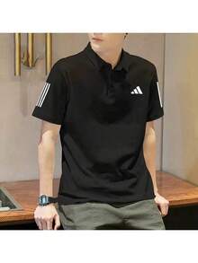 Adidas男裝上衣2026夏季新款網球運動休閒透氣短袖POLO衫翻領T卹IS2294 - 黑色 - 查看 1