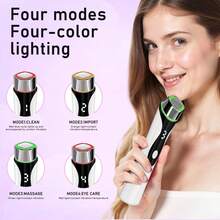 500mAh可充电LED光疗美容仪，4种模式：面部清洁、提拉紧致和眼部护理，Type-C接口，便携式家用 - 彩色 - 查看 5