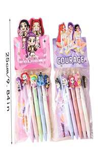 6支/套 女巫猎人主题中性笔，文具套装包含笔、笔记本、学生奖励小礼物，适合学校和办公室用品，返校必备（款式随机） - 彩色 - 查看 2