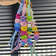 A Handcrafted, Personalized Flower Keychain With Customizable Colored Acrylic Letter Beads. A Perfect Mother's Day Gift Or Back-To-School Gift. - Letter Keychain - View 6