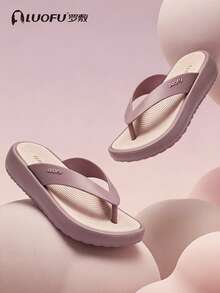 luofu Dép xỏ ngón nữ, dép lê ngoài trời chống trơn trượt, dép sandal mùa hè thời trang, đế dày, dép đế bằng đi biển, dép đi nghỉ mát. - Màu tím - Xem 4