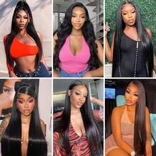 骨直发 1/3 束真人发束，未经加工的天然黑色处女发接发，28 英寸 x 28 英寸 x 28 英寸 - Natural Black - 查看 8