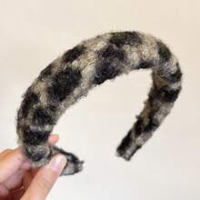 1件新款时尚豹纹仿毛皮发箍，女士简约百搭高冠发箍，防滑化妆洗发发饰 - 彩色 - 查看 13