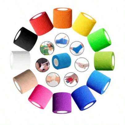 10 cuộn băng thể thao co giãn 5cm x 450cm, băng dính tự dính bảo vệ cổ tay, lòng bàn tay, ngón tay, cánh tay, vai, đầu gối, mắt cá chân, thú cưng, chân, hình xăm, an toàn.