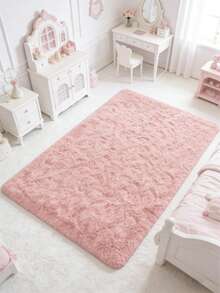 1pc Rectangular Plush Area Rug, Cute Decorative Floor Mat, Decorative Carpet, Adorable Play Mat, Home Decor, Bedroom Rug, Small Carpet, Washable Rug, Mother's Day Gift - Pink - View 1
