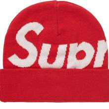 Supreme Intarsia Logo Beanie Hat - Authentic Designer Knitwear | Viral 2026 Unisex Streetwear Winter Accessory | Premium Jacquard Knit Smooth Logo Cap | Iconic Cuffed Beanie Hypebeast Essentials | Luxury Minimalist Knitted Headwear - Đỏ - Xem 1