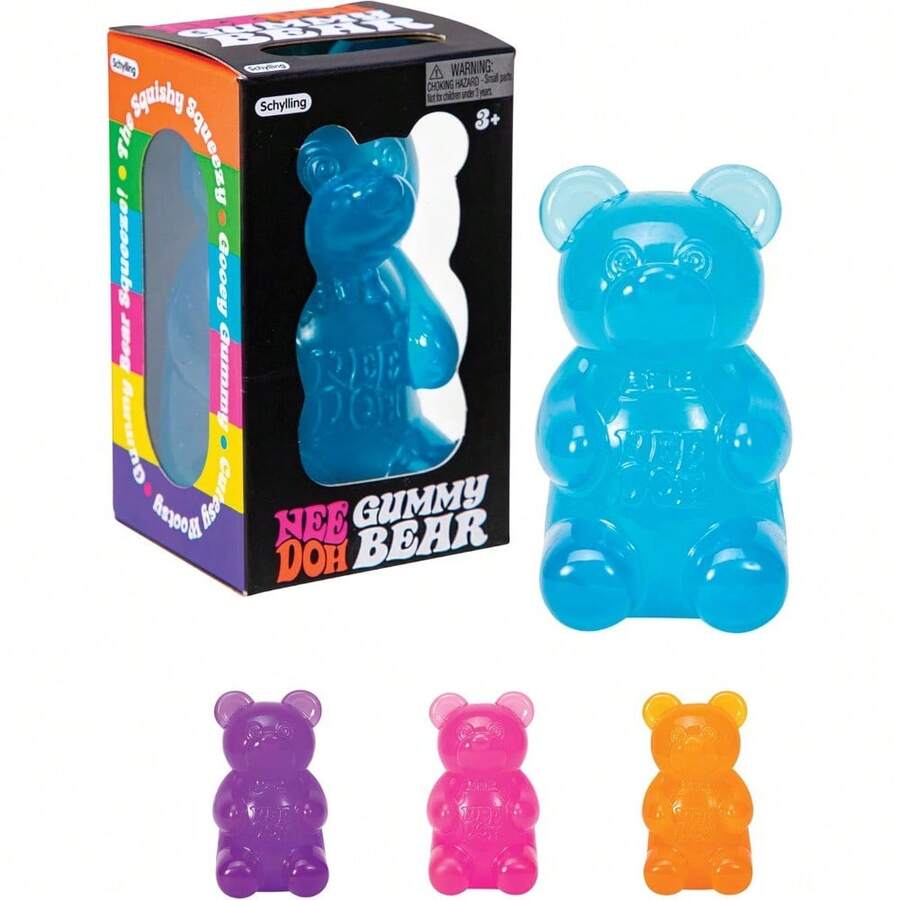Schylling NeeDoh Gummy Bear - Sensory Fidget Toy With Jelly-Like Filling - 3.5" Tall - Colors May Vary (Pack Of 1) - 粉色 - 查看 1