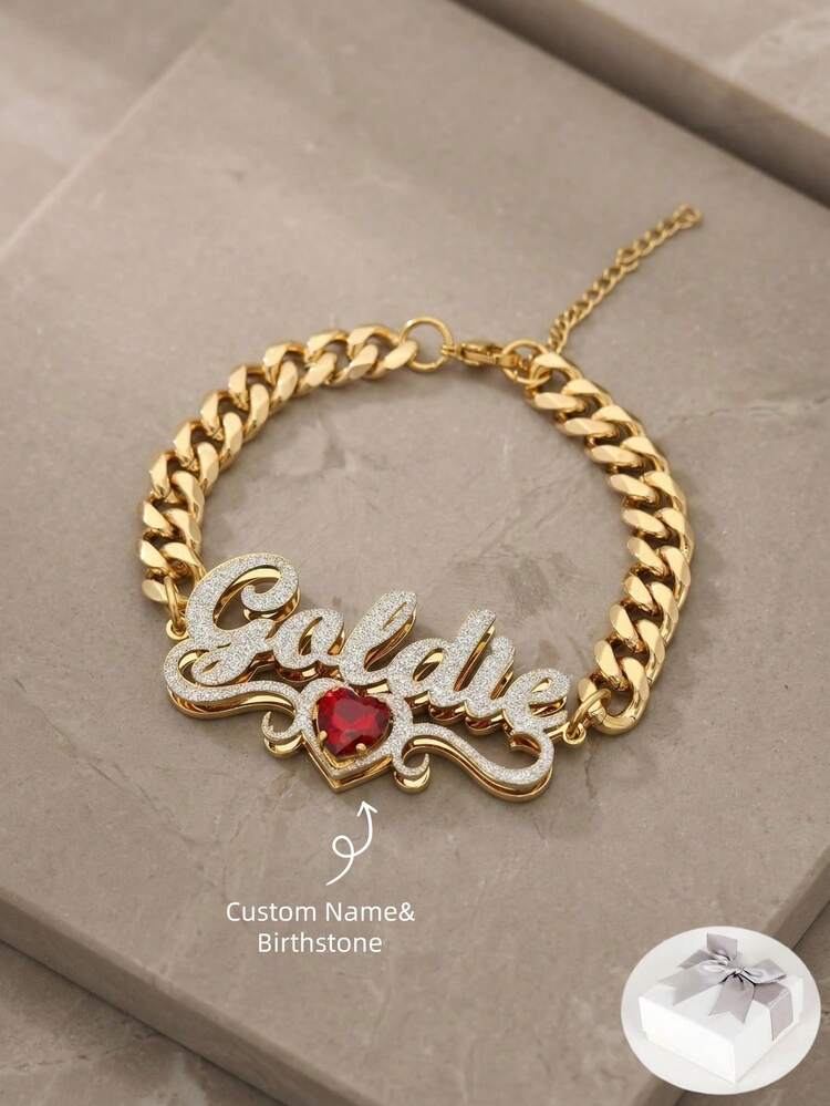 Vòng tay khắc tên đá quý theo tháng sinh, trang sức vàng khắc hai mặt tên, quà sinh nhật cá nhân hóa cho phái nữ, trang sức cá nhân hóa cho phụ nữ, quà Giáng sinh, quà Ngày của Mẹ, quà kỷ niệm. - Nhiều màu - Xem 1