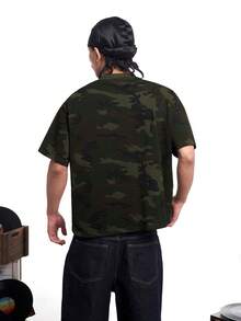 MT99 Áo thun nam cổ tròn in chữ và số, kiểu dáng thường ngày, đa năng. - xanh quân đội - Xem 2