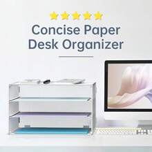 DALTACK - Bandeja organizadora de papel de 3 niveles para cartas malla metálica para el hogar y la oficina color blanco paquete de 2 - Blanco - Ver 3