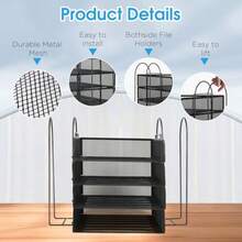 Organizador apilable de 4 niveles para computadora accesorios de computadora de oficina organizador de clasificador de papel para cartas/A4 Office File Folder Holder negro 16.1 x 13.2 x - Negro  Retrato - Ver 2