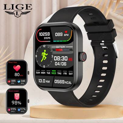  Lige Smart Watch, Fashionable Smart Watch For Men And Women, 180 MAh Battery Capacity, Waterproof Multi-Sport Mode, Heart Rate Monitoring, Blood Pressure Monitoring, Blood Oxygen Monitoring, Sleep Monitoring, Health Monitoring Smart Bracelet