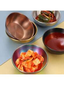 1/4/12件装 3.2英寸不锈钢迷你碗，迷你酱料碟，圆形调味碗，寿司蘸酱碗，开胃菜盘，金色，厨房用品，圣诞礼物，学习用品 - 金色 - 查看 7