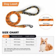 Lynxking 1 Dây dắt chó phản quang, dài 1,8 mét, làm bằng dây thừng nylon bện, thích hợp cho việc dắt chó đi dạo hàng ngày. - trái cam - Xem 2