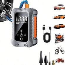 SUITU [Rapid Tire Inflator] Portable Electric Air Pump | LED Light, Tire Pressure Gauge, 7.4V 2000mAh Lithium Battery, One-Touch Smart Wireless Design - Suitable For Cars, Motorcycles, Bicycles And Sports Balls - Wireless Model - View 11