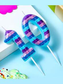 Multicolor Mosaic Number 0-9 Game & Battle Theme Birthday Party Cake Decorative Candles - View 8